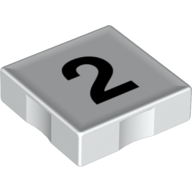 Duplo Tile 2 x 2 with Number '2' Print (White)