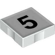 Duplo Tile 2 x 2 with Number '5' Print (White)