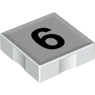 Duplo Tile 2 x 2 with Number '6' Print (White)