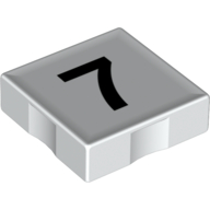 Duplo Tile 2 x 2 with Number '7' Print (White)