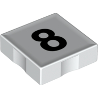 Duplo Tile 2 x 2 with Number '8' Print (White)