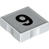 Duplo Tile 2 x 2 with Number '9' Print (White)