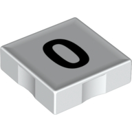 Duplo Tile 2 x 2 with Number '0' Print (White)