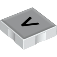 Duplo Tile 2 x 2 with Less Than ( '<' ) / Greater Than ( '>' ) Print (White)