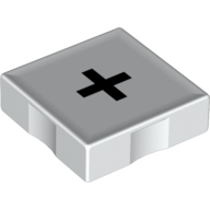 Duplo Tile 2 x 2 with Addition ( '+' ) Print (White)