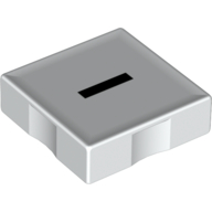 Duplo Tile 2 x 2 with Minus ( '-' ) Print (White)