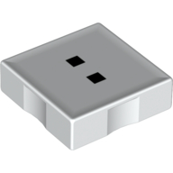 Duplo Tile 2 x 2 with ':' Print (White)