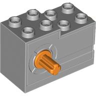 Windup Motor 2 x 4 x 2 1/3 with Orange Release Button (Light Bluish Gray)