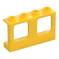 Window 1 x 4 x 2 Plane, Hollow Studs, Single Hole Top and Bottom for Glass (Yellow)