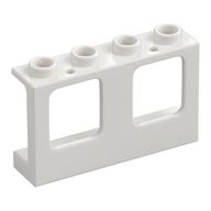 Window 1 x 4 x 2 Plane, Hollow Studs, Single Hole Top and Bottom for Glass (White)