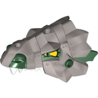 Creature Body Part, Dragon Head Upper Jaw with Armor, Metallic Silver, and Yellow Eyes Print (Dark Green)