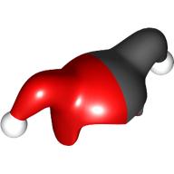Jester's Cap with Black Half and White Poms Print (Red)
