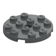 Plate Round 4 x 4 with Pin Hole (Dark Bluish Gray)