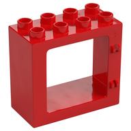 Duplo Door / Window Frame Flat Front Surface, Completely Open Back (Red)