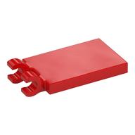 Tile Special 2 x 3 with 2 Clips [Thick Open O Clips] (Red)