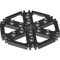 Technic Plate Rotor 6 Blade with Clip Ends Connected [aka Water Wheel] - Hollow Studs (Black)