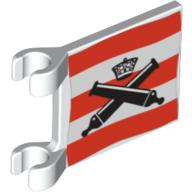 Flag 2 x 2 Square with Crossed Cannons over Red Stripes, No Outline Print (White)