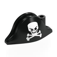 Hat Pirate Bicorne (Admiral) with Evil Skull and Crossbones Print (Black)