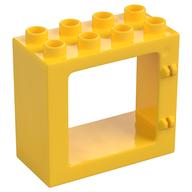 Duplo Door / Window Frame Flat Front Surface, Completely Open Back (Yellow)