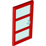 Door 1 x 4 x 6 with 3 Panes and Stud Handle with Trans-Light Blue Glass (Red)
