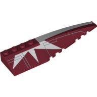 Brick Wedged, Curved 12 x 3 Right with White Stripe and Starburst Print (Dark Red)