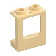 Window 1 x 2 x 2 Plane, Hollow Studs, Single Hole Top and Bottom for Glass (Tan)