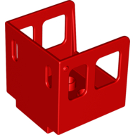 Duplo Train Steam Engine Cabin, Small Front Windows (Red)