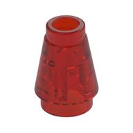 Cone 1 x 1 [Top Groove] (Trans-Red)