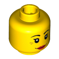 Minifig Head Atlantis Diver / Prospector / Queen / Mermaid / Witch, with Red Lips, Crow's Feet and Beauty Mark Annoyed / Smiling Print (Yellow)