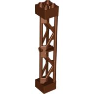 Support 2 x 2 x 10 Girder Triangular Vertical - Type 3 - Axle Hole, 3 Posts (Reddish Brown)