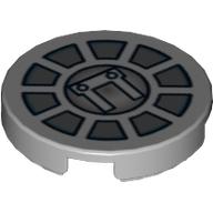 Tile Round 2 x 2 with SW Radial Machinery Print (Light Bluish Gray)