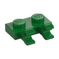 Plate Special 1 x 2 with Clips Horizontal [Open O Clips] (Green)