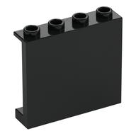 Panel 1 x 4 x 3 [Side Supports / Hollow Studs] (Black)