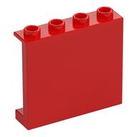 Panel 1 x 4 x 3 [Side Supports / Hollow Studs] (Red)
