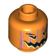 Minifig Head Pumpkin, Jack-o-Lantern, Vertical Lines Print (Orange)