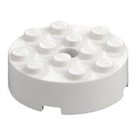 Brick Round 4 x 4 Centre Hole (White)