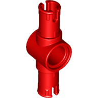 Technic Pin Connector Hub with 2 Pins with Friction Ridges Lengthwise [Big Squared Pin Holes] (Red)