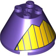 Cone 4 x 4 x 2, Axle Hole with Yellow Teeth Print (Dark Purple)