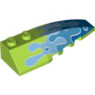 Brick Wedged, Curved 6 x 2 Right with Blue Water Splash Print (Lime)
