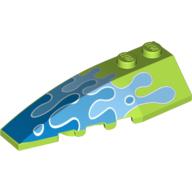 Brick Wedged, Curved 6 x 2 Left with Blue Water Splash Print (Lime)