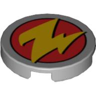Tile Round 2 x 2 with Yellow 'Z' (Zurg Logo) Print (Light Bluish Gray)