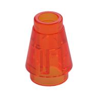 Cone 1 x 1 [Top Groove] (Trans-Neon Orange)