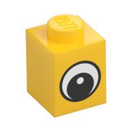 Brick 1 x 1 with Simple Black Eye with White Pupil Print (Yellow)