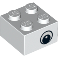 Brick 2 x 2 with Eye without White Print on Two Sides, Circle in Pupil, Offset (White)
