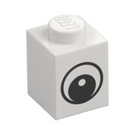 Brick 1 x 1 with Simple Black Eye with White Pupil Print (White)