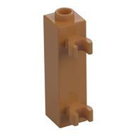 Brick Special 1 x 1 x 3 with 2 Clips Vertical [Hollow Stud, Open O Clips] (Medium Nougat)