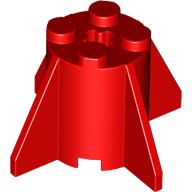Brick Round 2 x 2 x 2 with Axle Hole and Fins (Red)