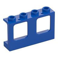 Window 1 x 4 x 2 Plane, Hollow Studs, Single Hole Top and Bottom for Glass (Blue)