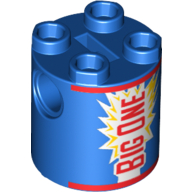 Brick Round 2 x 2 x 2 Robot Body with 'BIG ONE' Print (Blue)