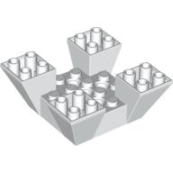 Brick Sloped Inverted 65° 6 x 6 x 2 Quad with Cutouts (White)